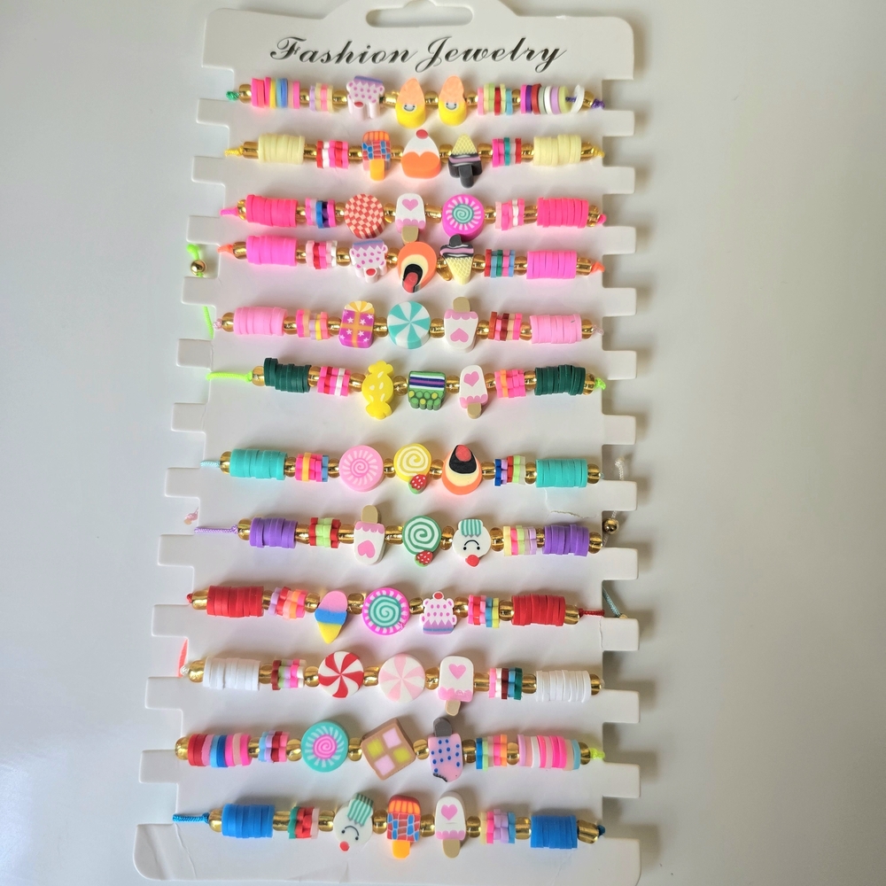 Set Of 12 Colorful Beaded Bracelets Set
